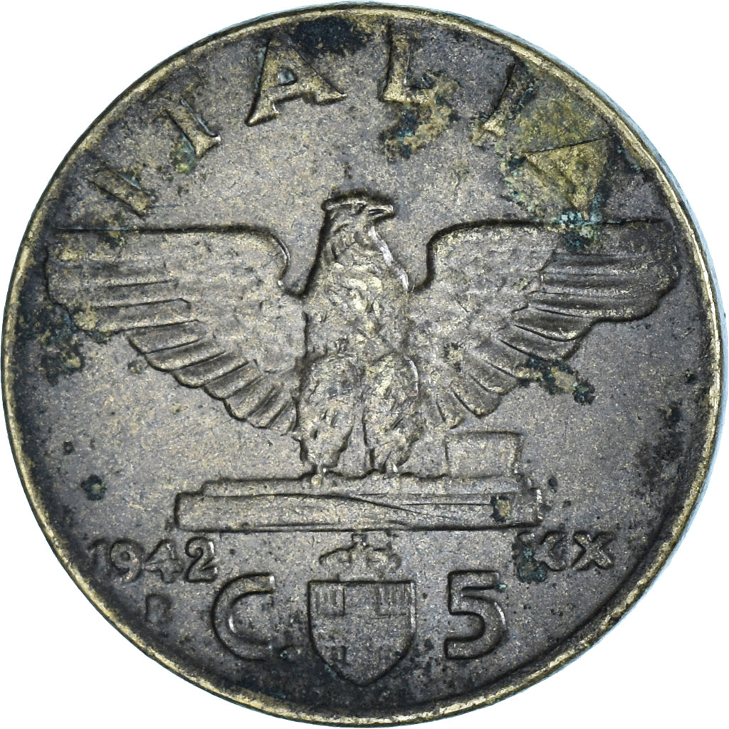 Moeda, Itália, Vittorio Emanuele III, 5 Centesimi, 1942, Rome, VF(30-35)