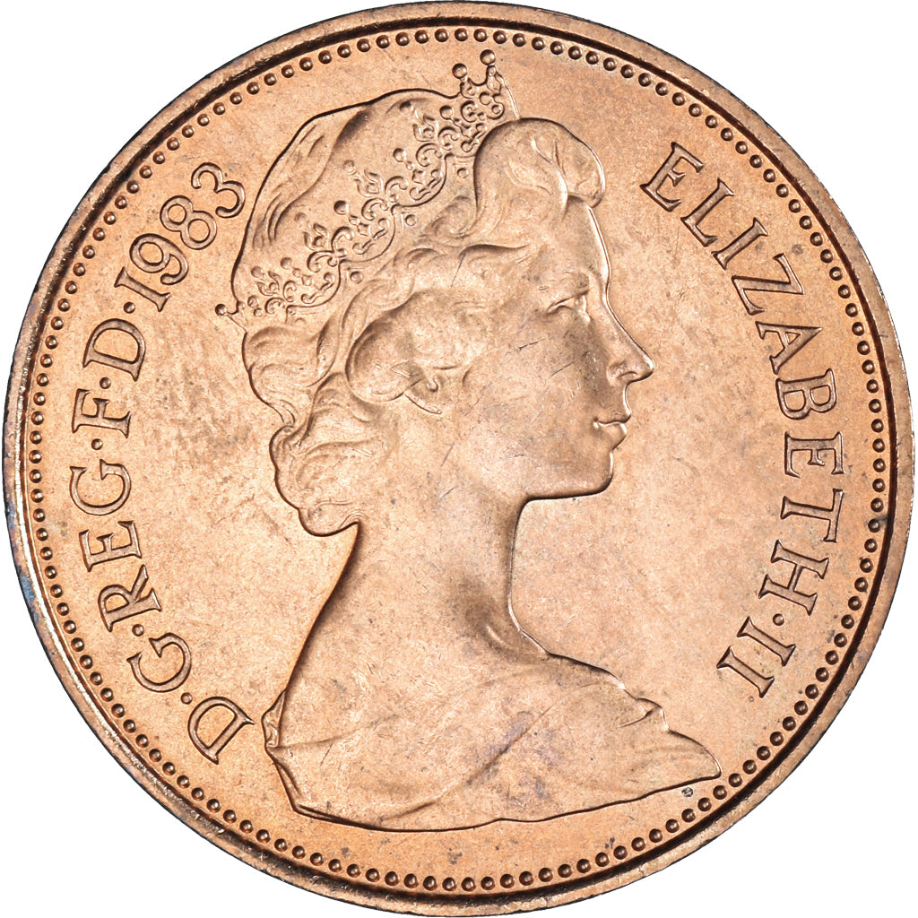 Coin, Great Britain, Elizabeth II, 2 Pence, 1983, MS(63), Bronze, KM:928