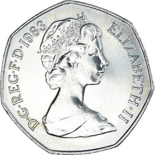 Coin, Great Britain, Elizabeth II, 50 Pence, 1983, MS(63), Copper-nickel, KM:932