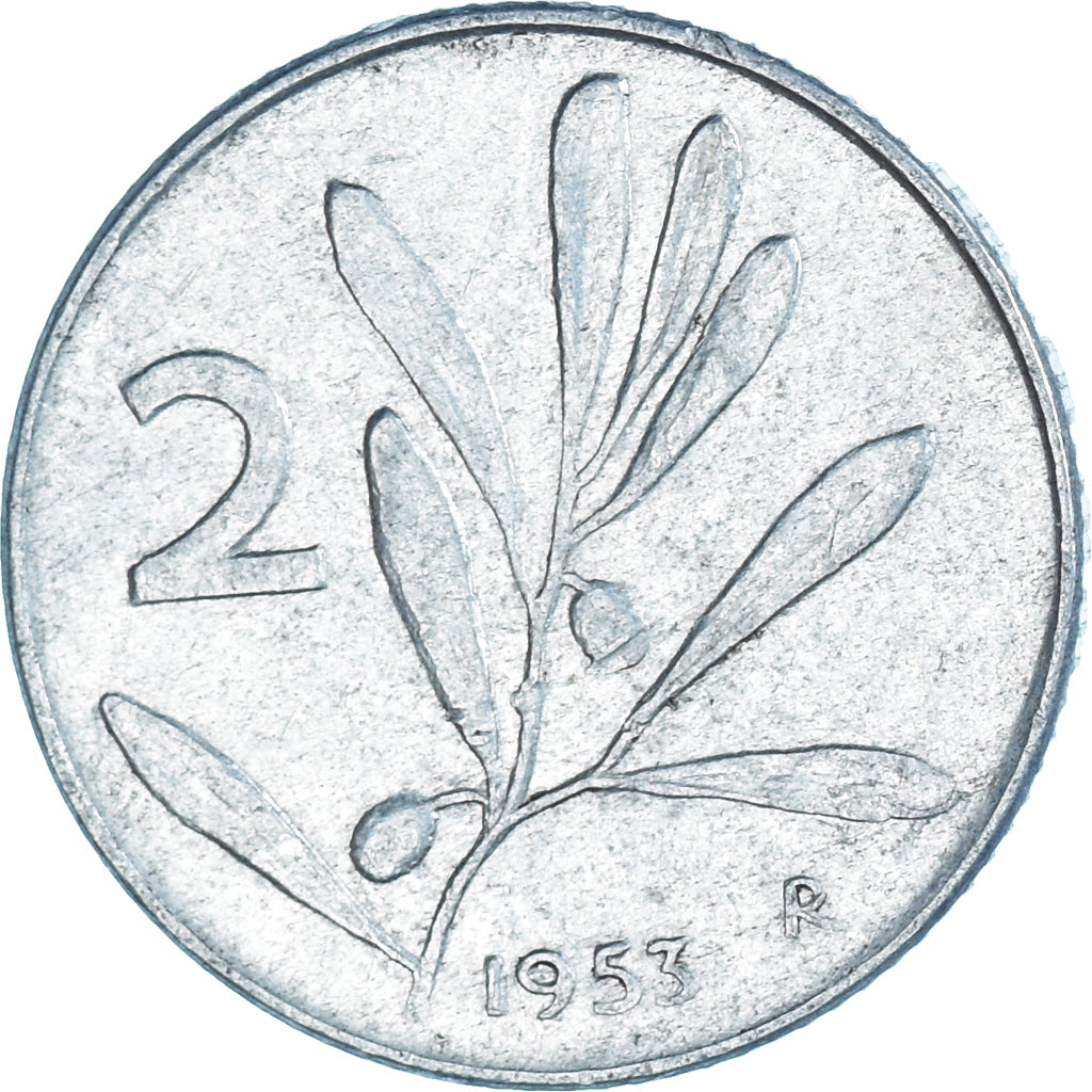 Coin, Italy, 2 Lire, 1953, Rome, EF(40-45), Aluminum, KM:94