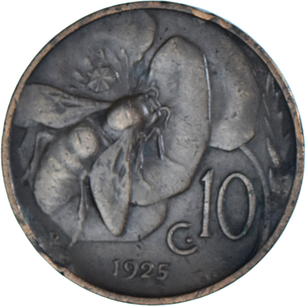 Coin, Italy, Vittorio Emanuele III, 10 Centesimi, 1925, Rome, VF(20-25), Bronze