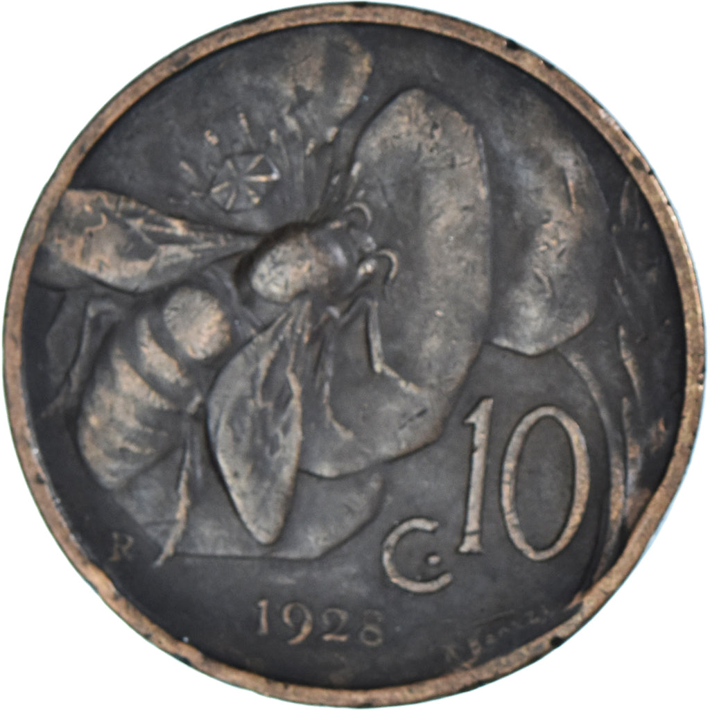Moeda, Itália, Vittorio Emanuele III, 10 Centesimi, 1928, Rome, VF(30-35)