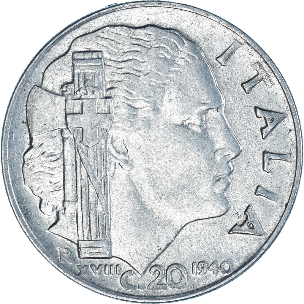 Münze, Italien, Vittorio Emanuele III, 20 Centesimi, 1940, Rome, S+, Stainless