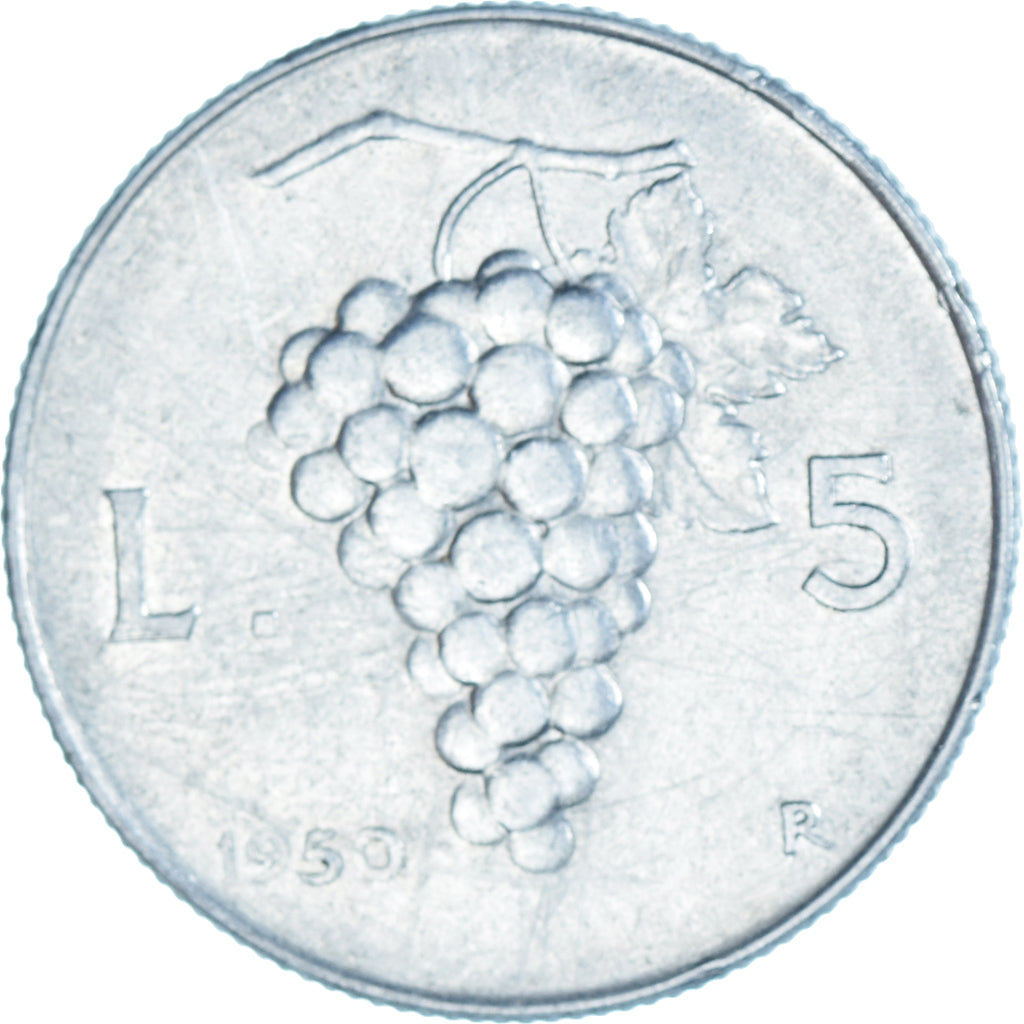 Moeda, Itália, 5 Lire, 1950, Rome, VF(20-25), Alumínio, KM:89