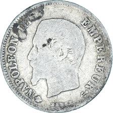 Moeda, França, Napoleon III, 20 Centimes, 1860, Strasbourg, F(12-15), Prata