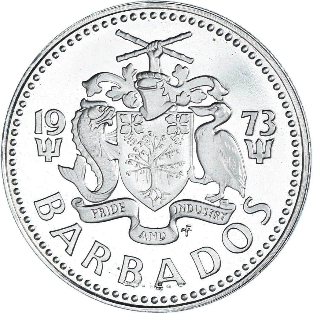 Coin, Barbados, 25 Cents, 1973, Franklin Mint, BE, AU(55-58), Copper-nickel