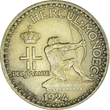 Moneta, Monaco, Louis II, Franc, 1924, Poissy, AU(50-53), Aluminium-Brąz