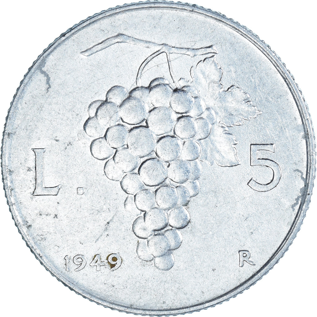 Münze, Italien, 5 Lire, 1949, Rome, S, Aluminium, KM:89