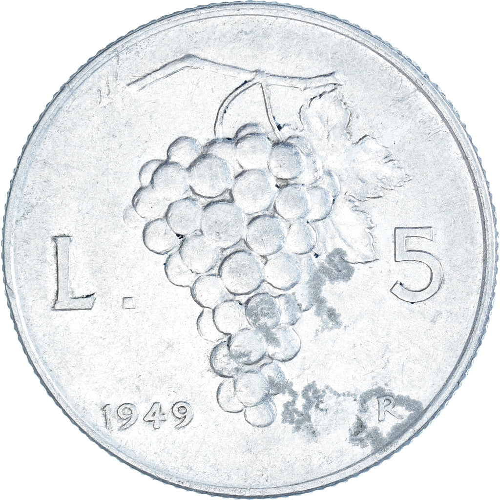 Munten, Italië, 5 Lire, 1949, Rome, FR+, Aluminium, KM:89