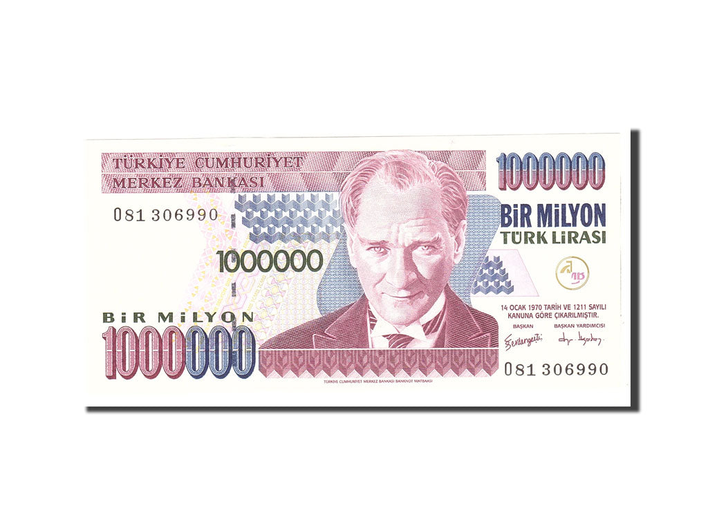 Banknote, Turkey, 1,000,000 Lira, 2002, Undated, KM:213, UNC(65-70)