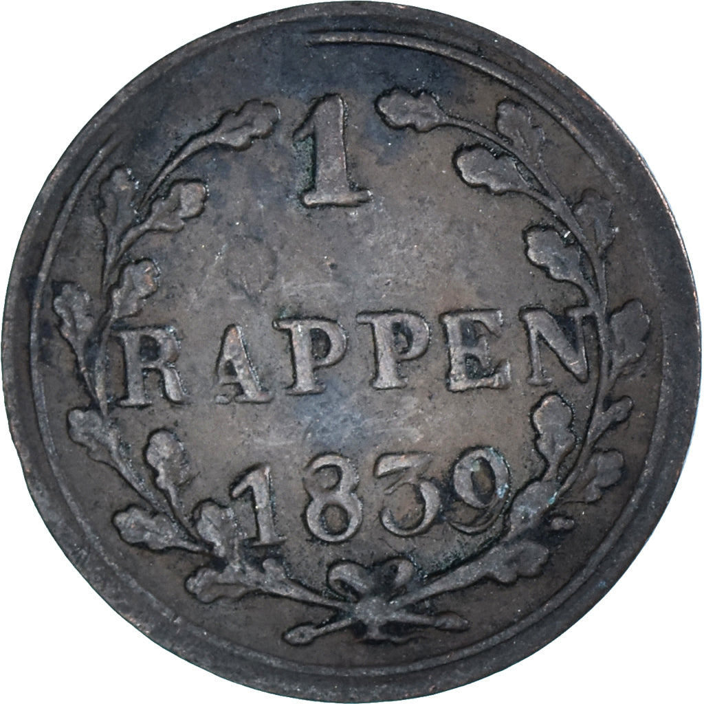 Monnaie, Cantons Suisses, LUZERN, Rappen, 1839, TTB, Cuivre, KM:118