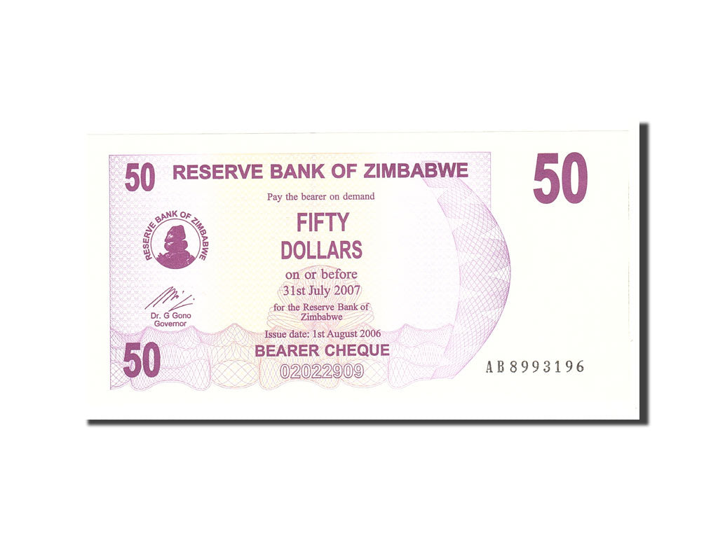 Banknote, Zimbabwe, 50 Dollars, 2006, 2006-08-01, KM:41, UNC(65-70)