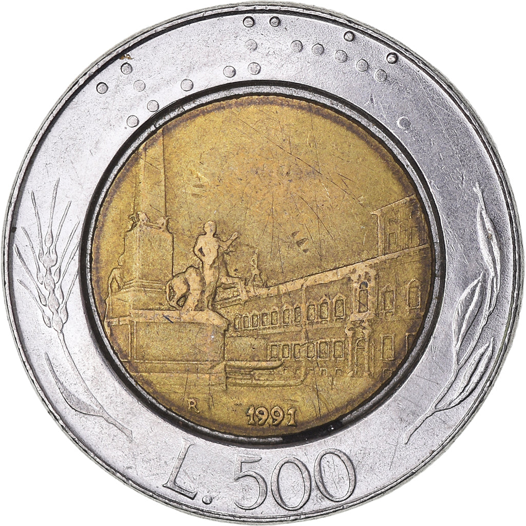 Coin, Italy, 500 Lire, 1991, Rome, VF(20-25), Bi-Metallic, KM:111