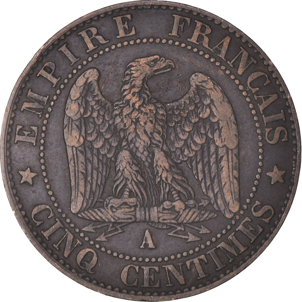 Coin, France, Napoleon III, 5 Centimes, 1855, Paris, EF(40-45), Bronze