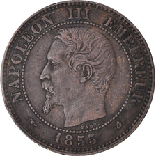 Monnaie, France, Napoléon III, 2 Centimes, 1855, Bordeaux, Chien / Dog, TTB