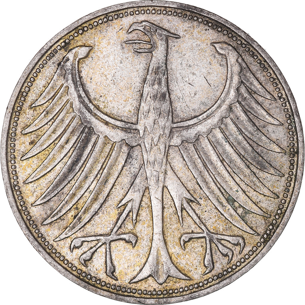 Moneta, GERMANIA - REPUBBLICA FEDERALE, 5 Mark, 1963, Hamburg, BB, Argento