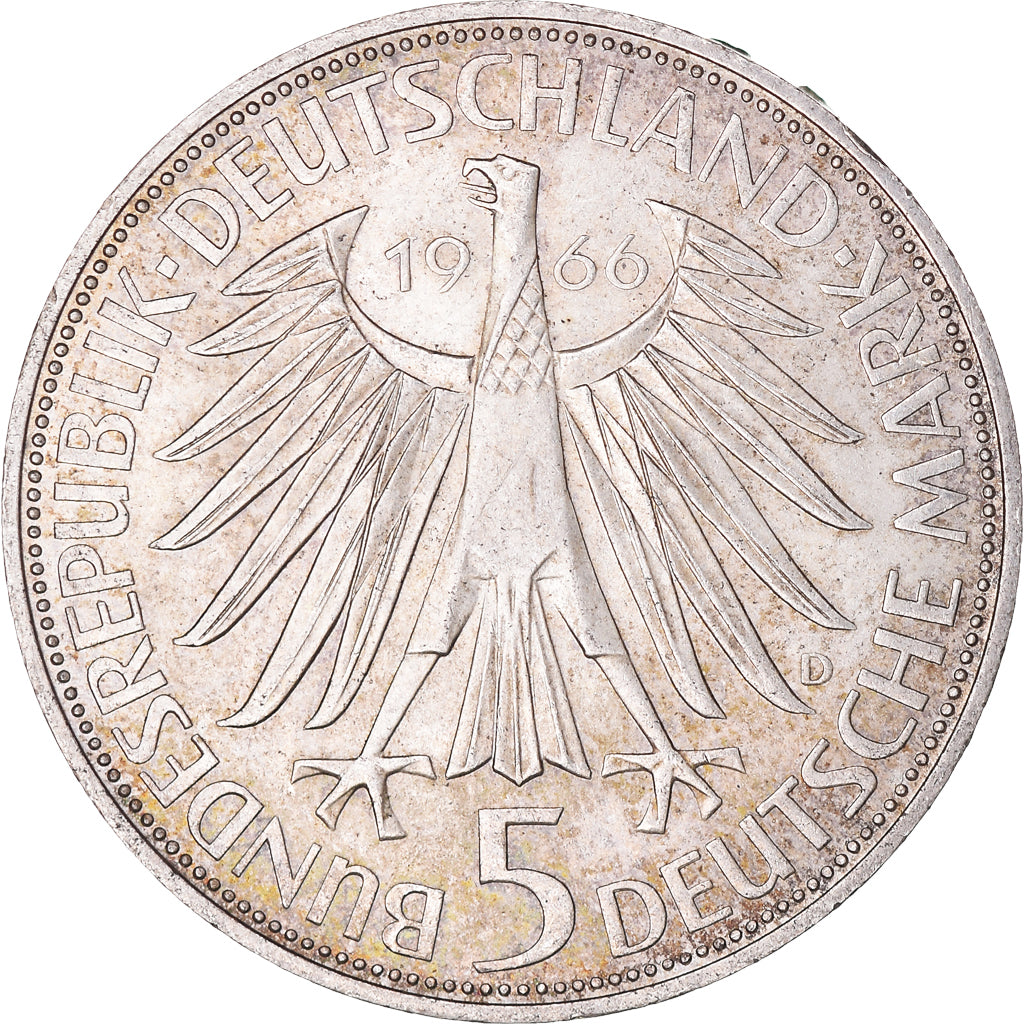 Coin, GERMANY - FEDERAL REPUBLIC, 5 Mark, 1966, Munich, Germany, EF(40-45)