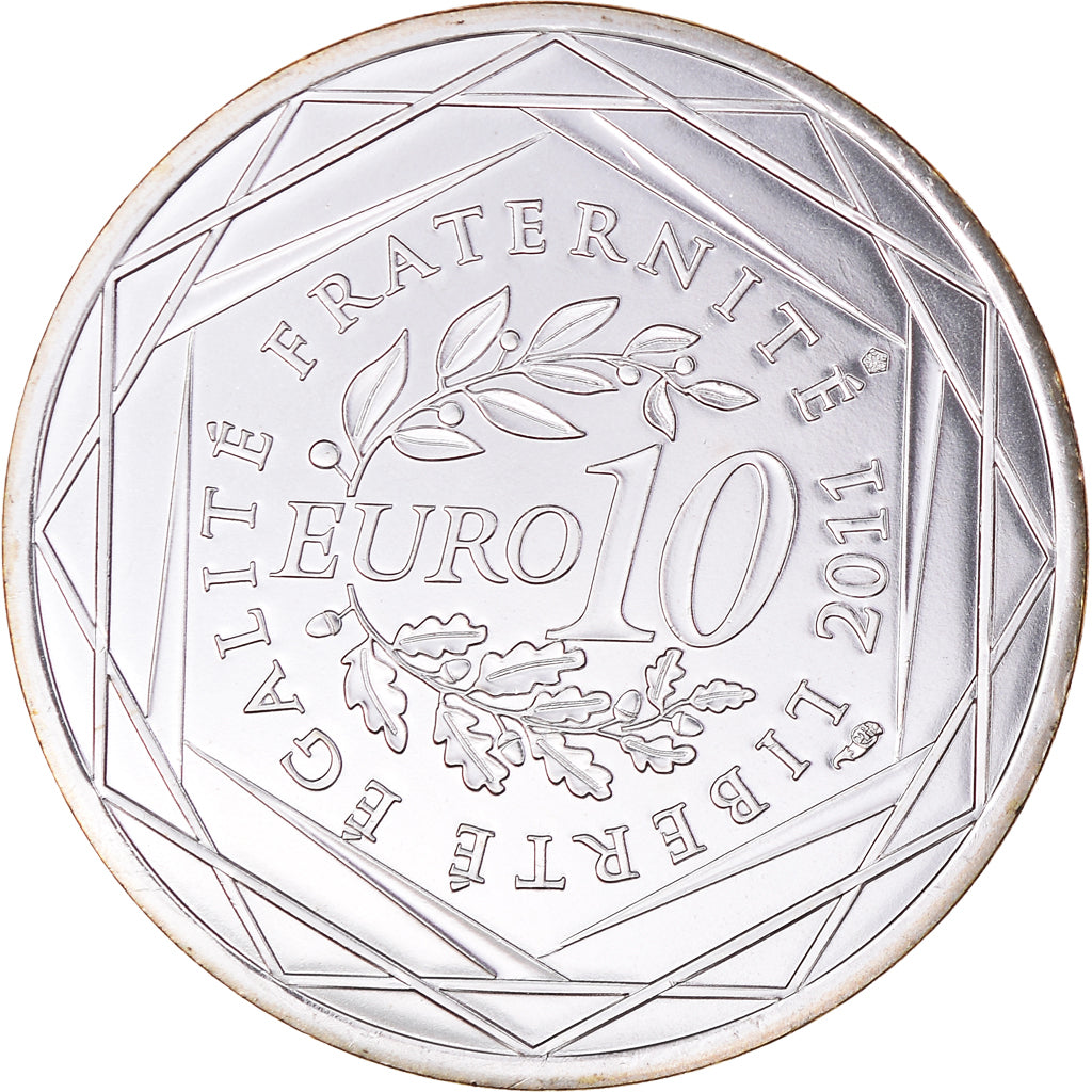 France, 10 Euro, Centre, 2011, Paris, Centre, MS(65-70), Silver, KM:1732