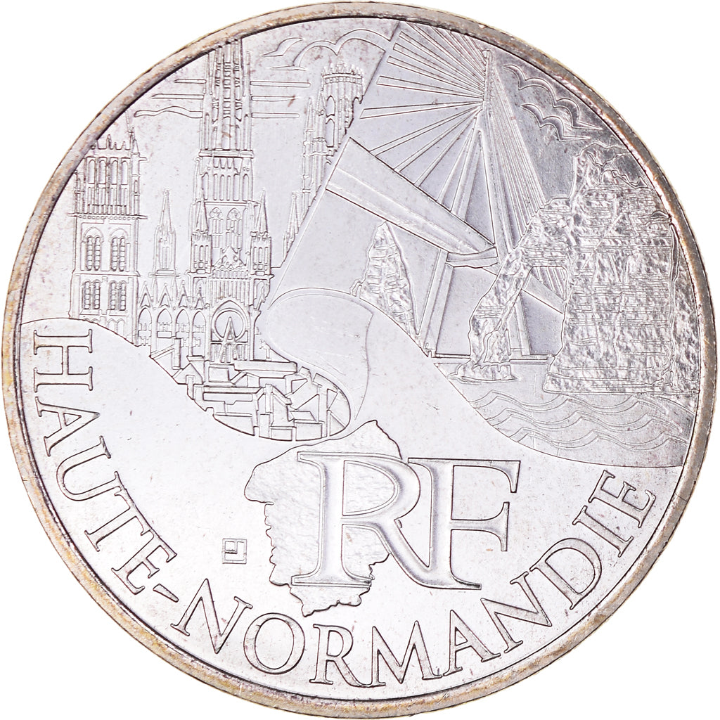 Francia, 10 Euro, Haute Normandie, 2011, Paris, Haute-Normandie, FDC, Plata