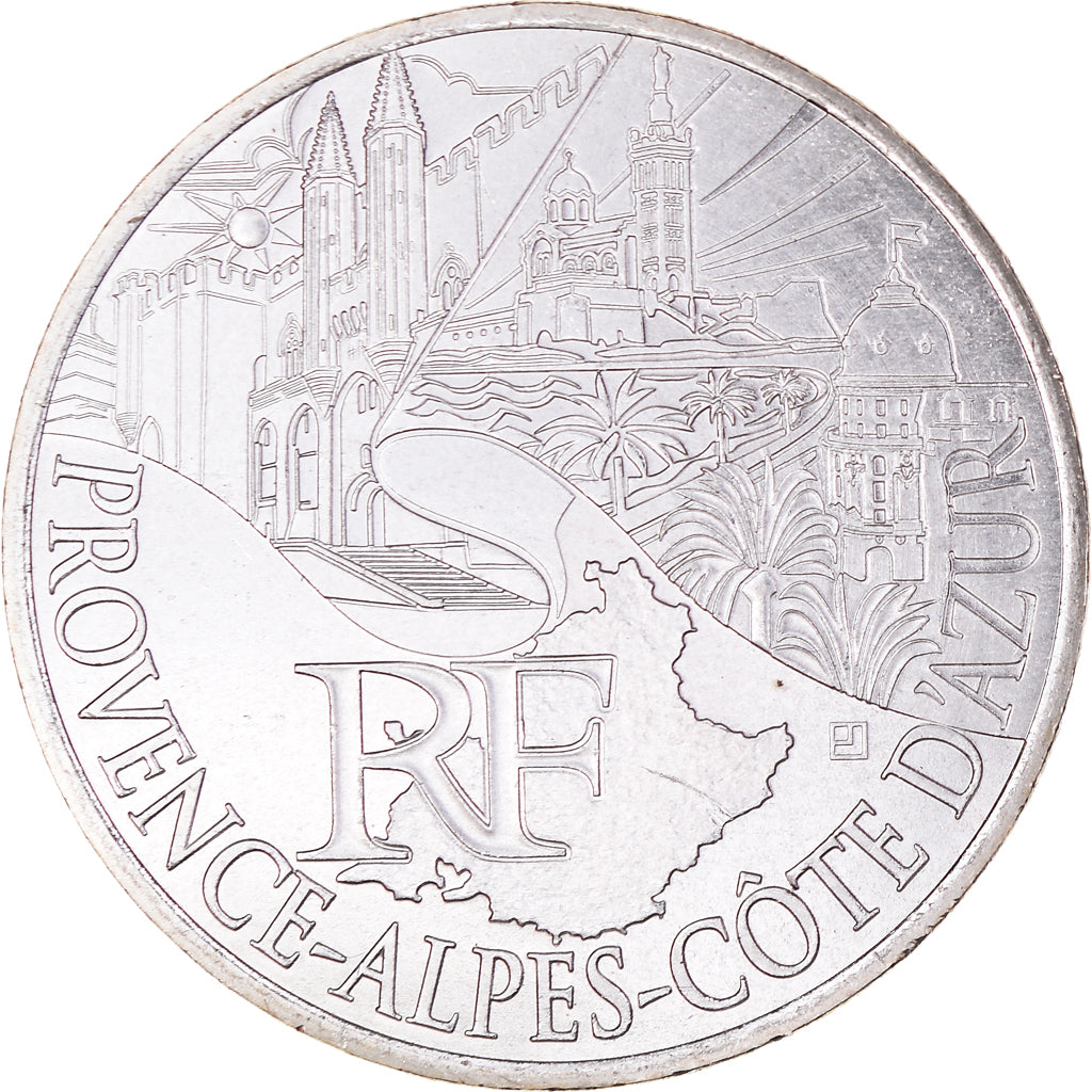 Francia, 10 Euro, Province - Alpes - Côte d'Azur, 2011, Paris, FDC, Plata