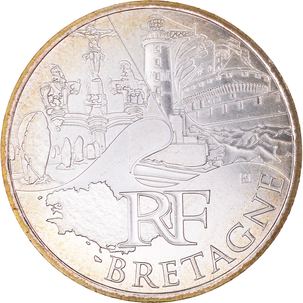 Francia, 10 Euro, Bretagne, Euros des régions, 2011, Bretagne, FDC, Argento