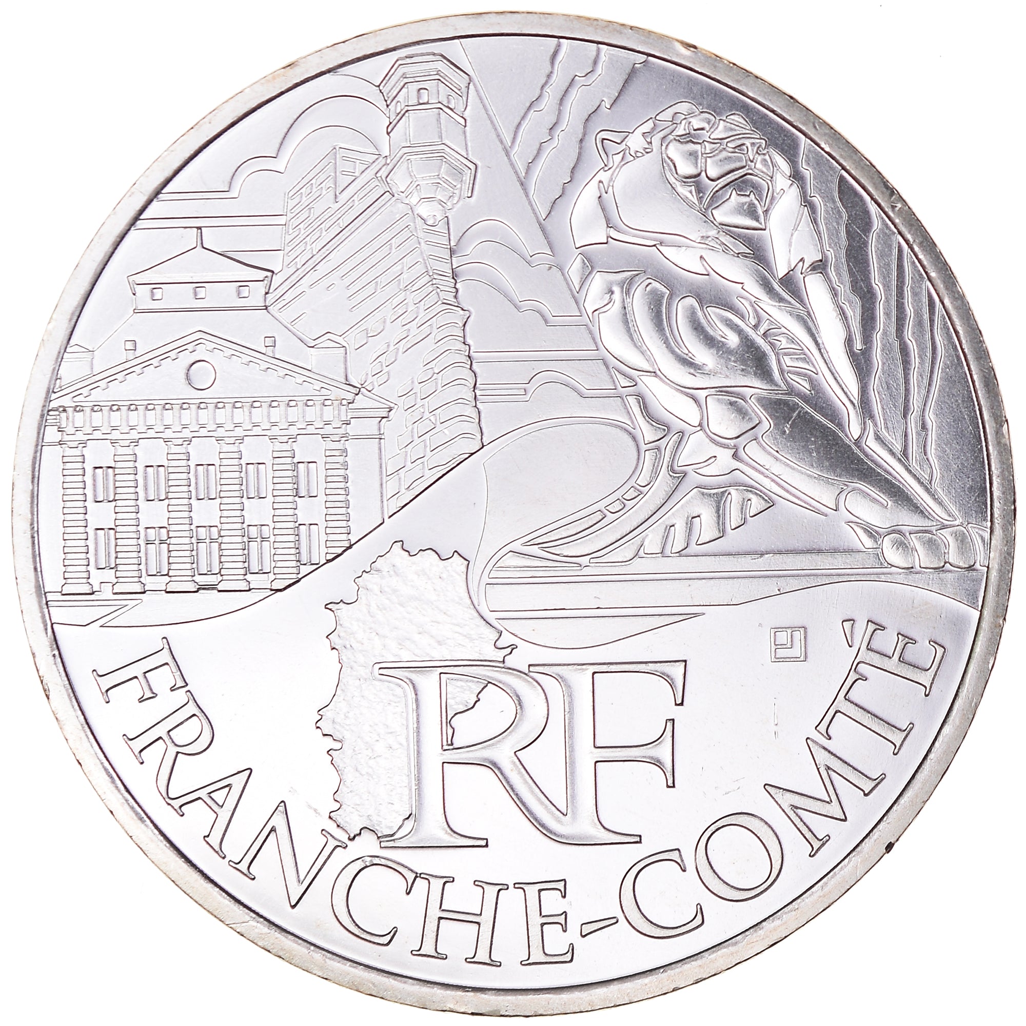 France, 10 Euro, Franche-Comté, 2011, MS(65-70), Silver