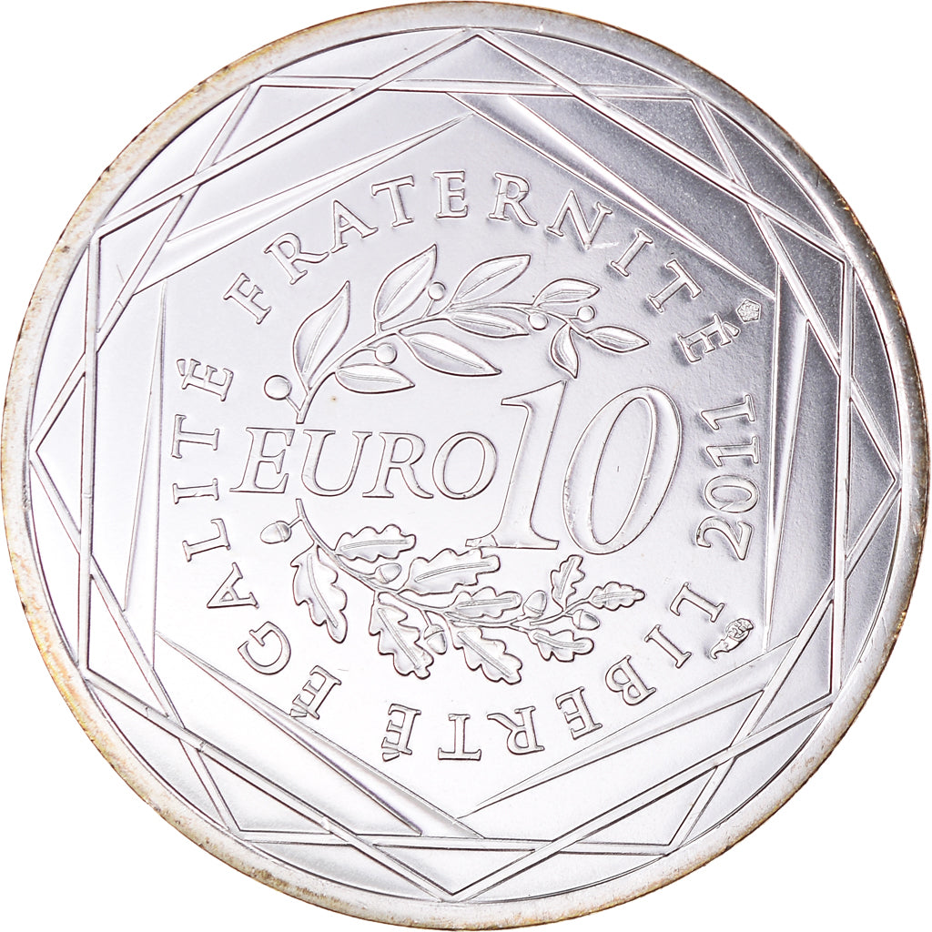 France, 10 Euro, Franche-Comté, 2011, MS(65-70), Silver