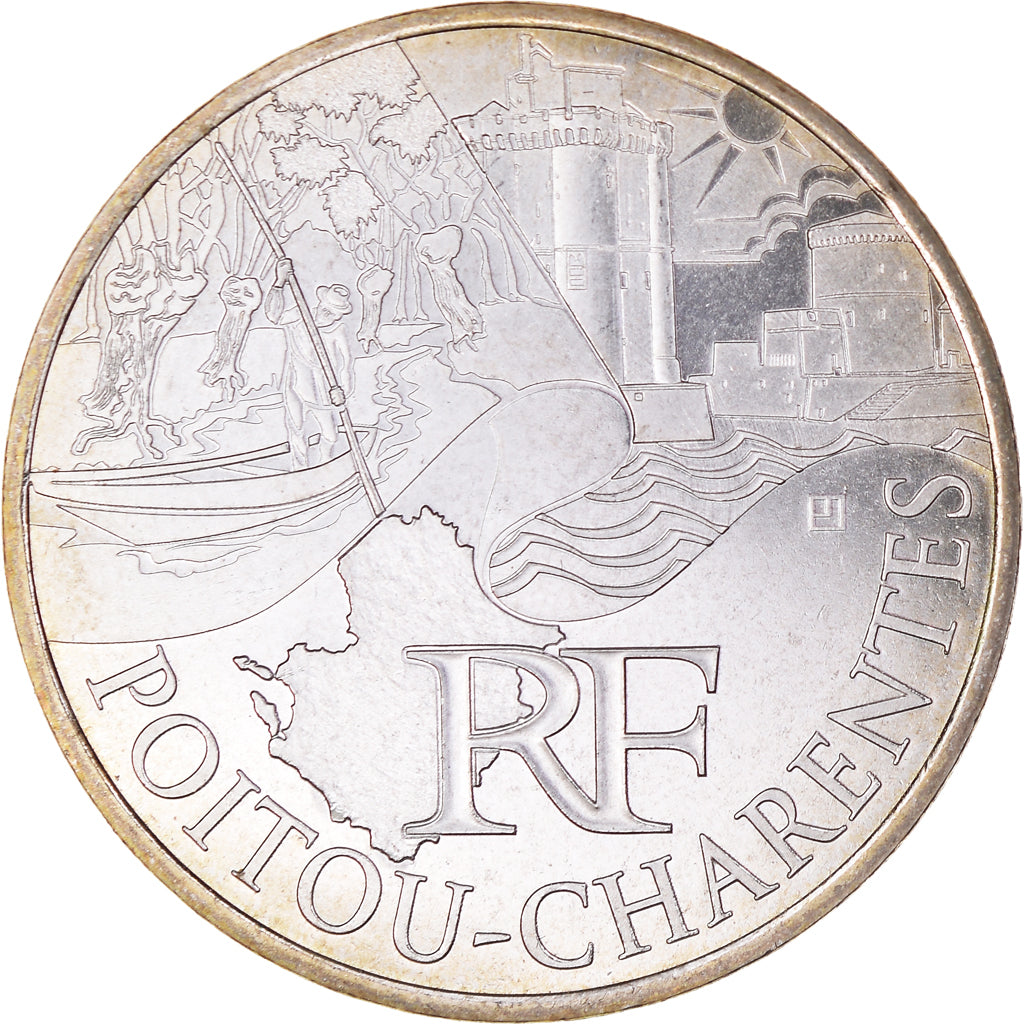 France, 10 Euro, Poitou-Charentes, 2011, MS(65-70), Silver