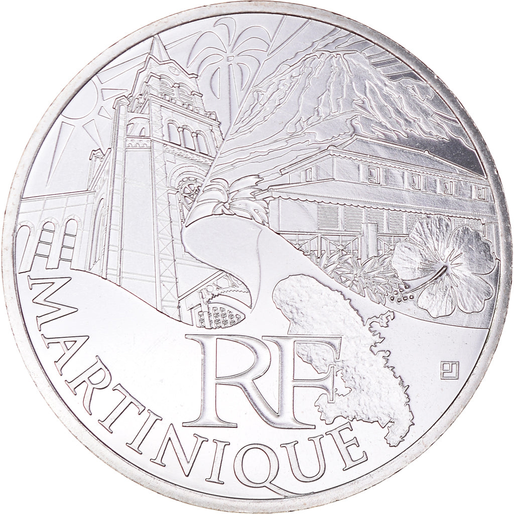 France, 10 Euro, 2011, Paris, Martinique, MS(65-70), Silver, KM:1744