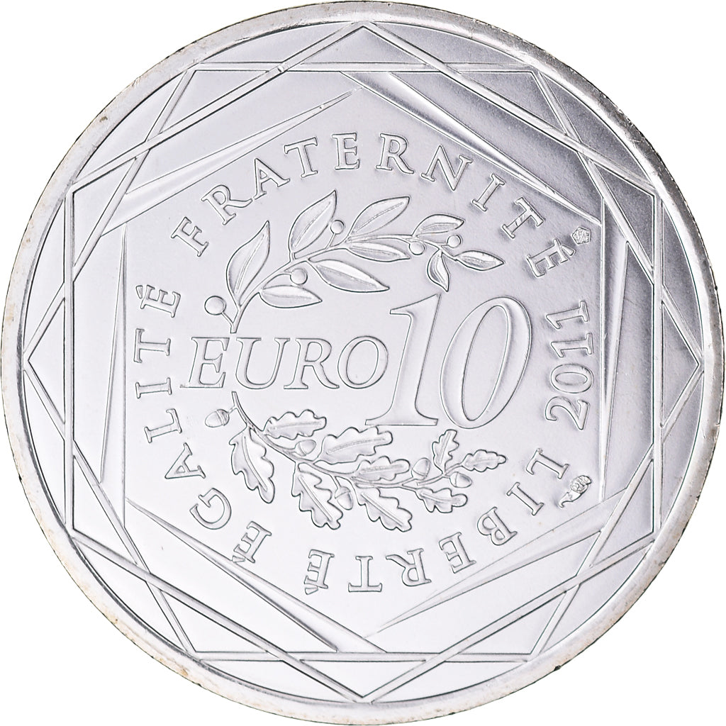 France, 10 Euro, 2011, Paris, Guyane, MS(65-70), Silver, KM:1736