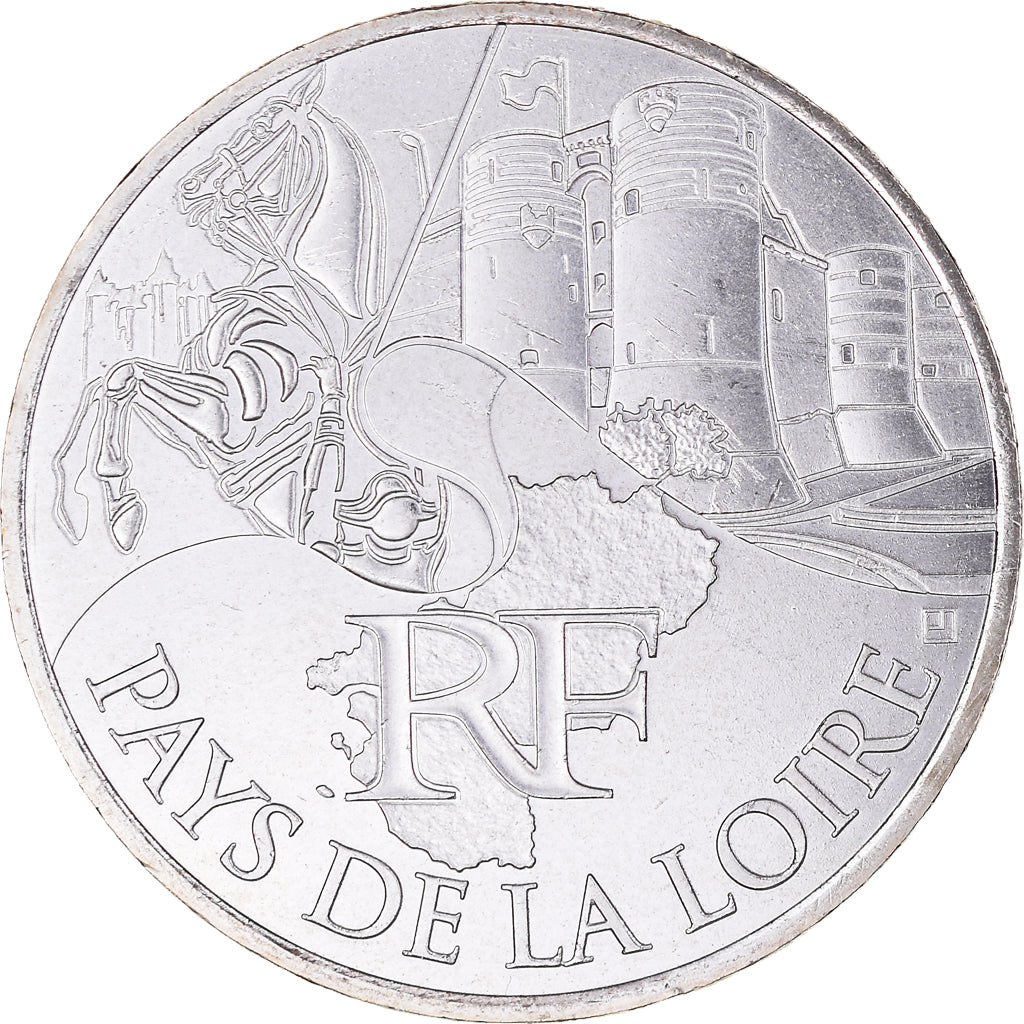 France, 10 Euro, 2011, Paris, Pays De La Loire, MS(65-70), Silver, KM:1746
