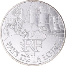 France, 10 Euro, 2011, Paris, Pays De La Loire, MS(65-70), Silver, KM:1746