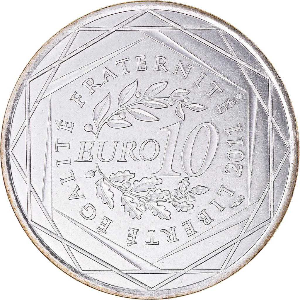 France, 10 Euro, 2011, Paris, Pays De La Loire, MS(65-70), Silver, KM:1746