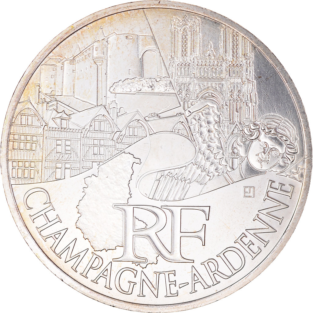 France, 10 Euro, 2011, Paris, Champagne-Ardenne, MS(65-70), Silver, KM:1733