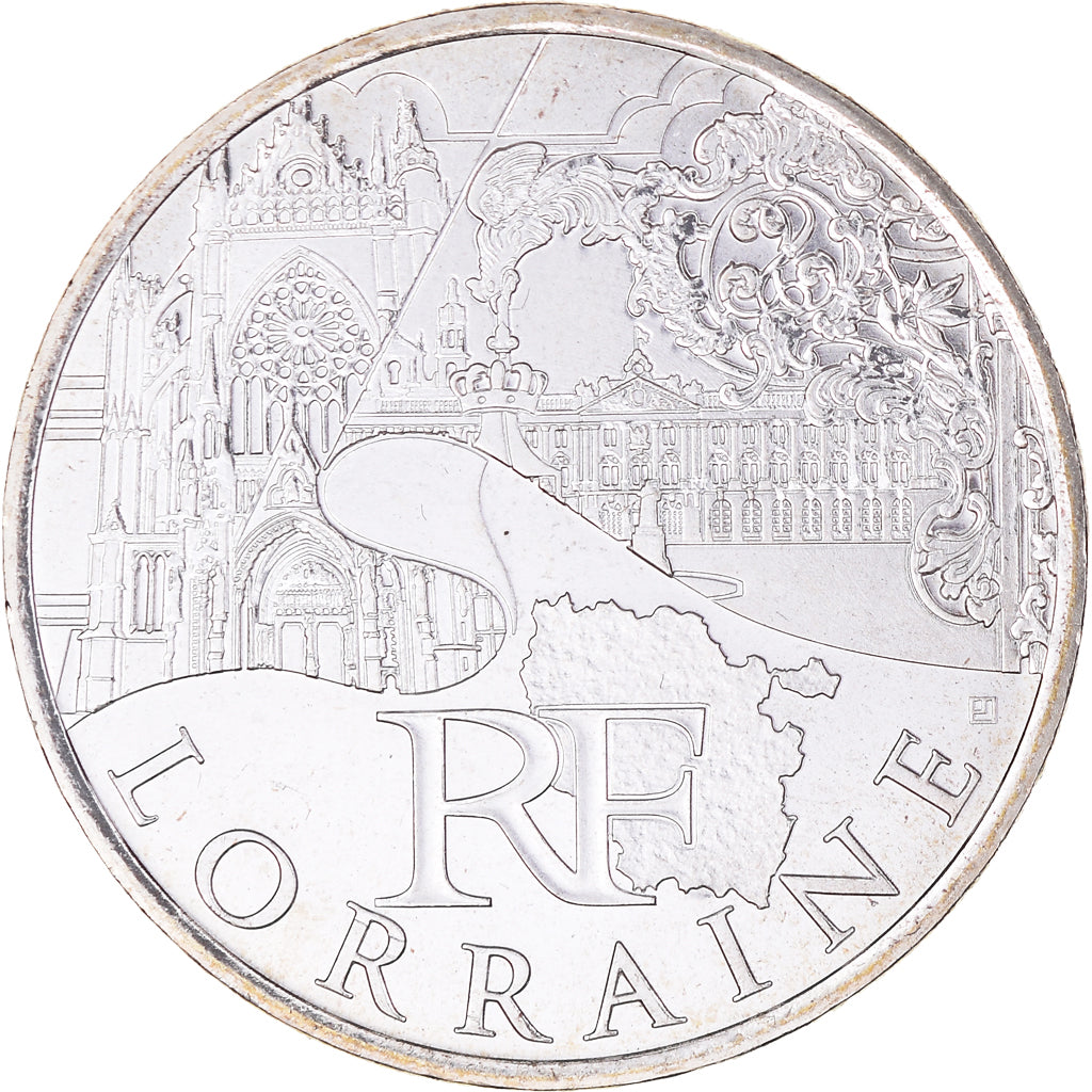 France, 10 Euro, 2011, Paris, Lorraine, MS(65-70), Silver, KM:1743