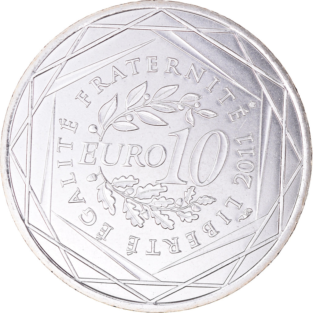 France, 10 Euro, 2011, Paris, Lorraine, MS(65-70), Silver, KM:1743