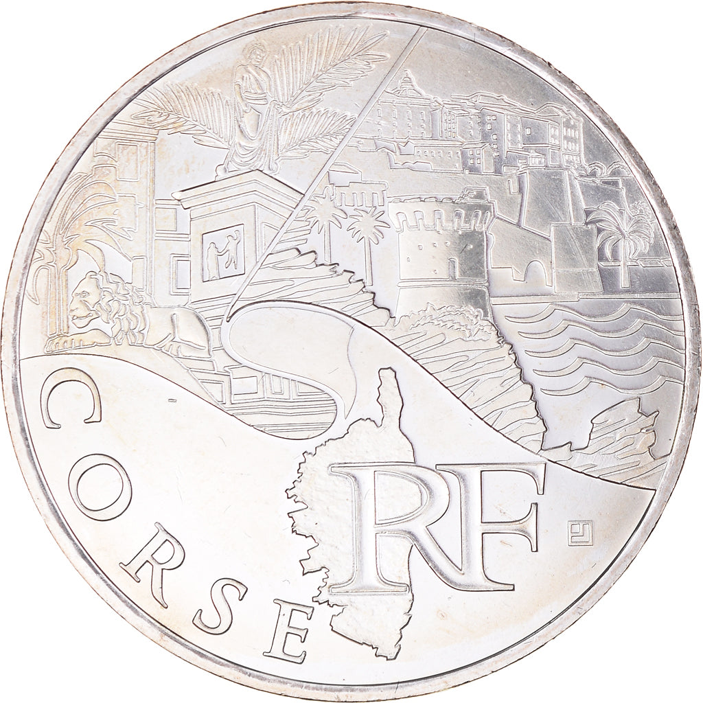 France, 10 Euro, Corse, 2011, Paris, MS(65-70), Silver, KM:1740