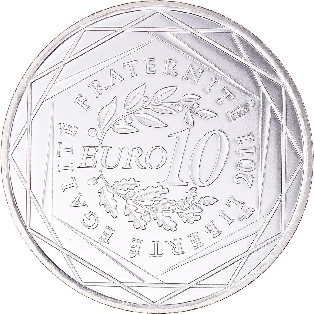 France, 10 Euro, Auvergne, 2011, MS(65-70), Silver