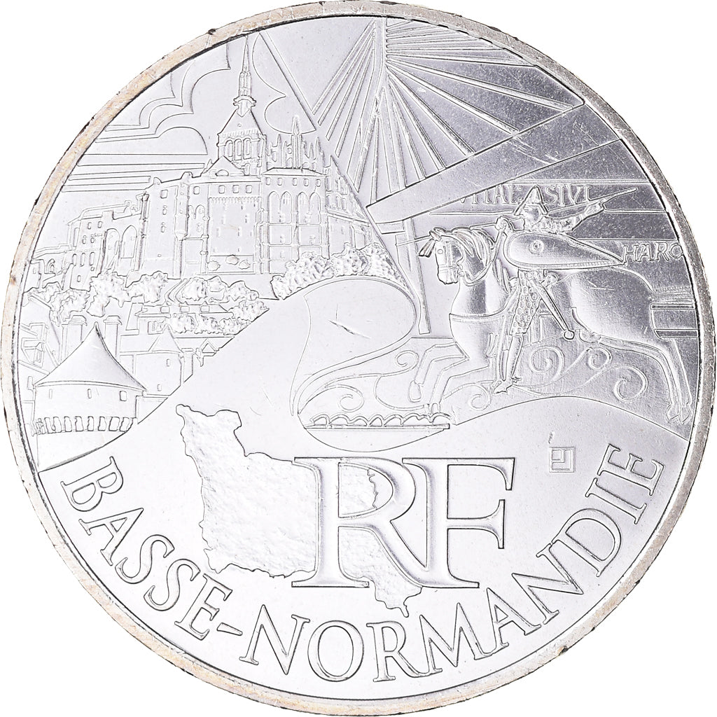France, 10 Euro, 2011, Paris, Basse-Normandie, FDC, Argent, KM:1729