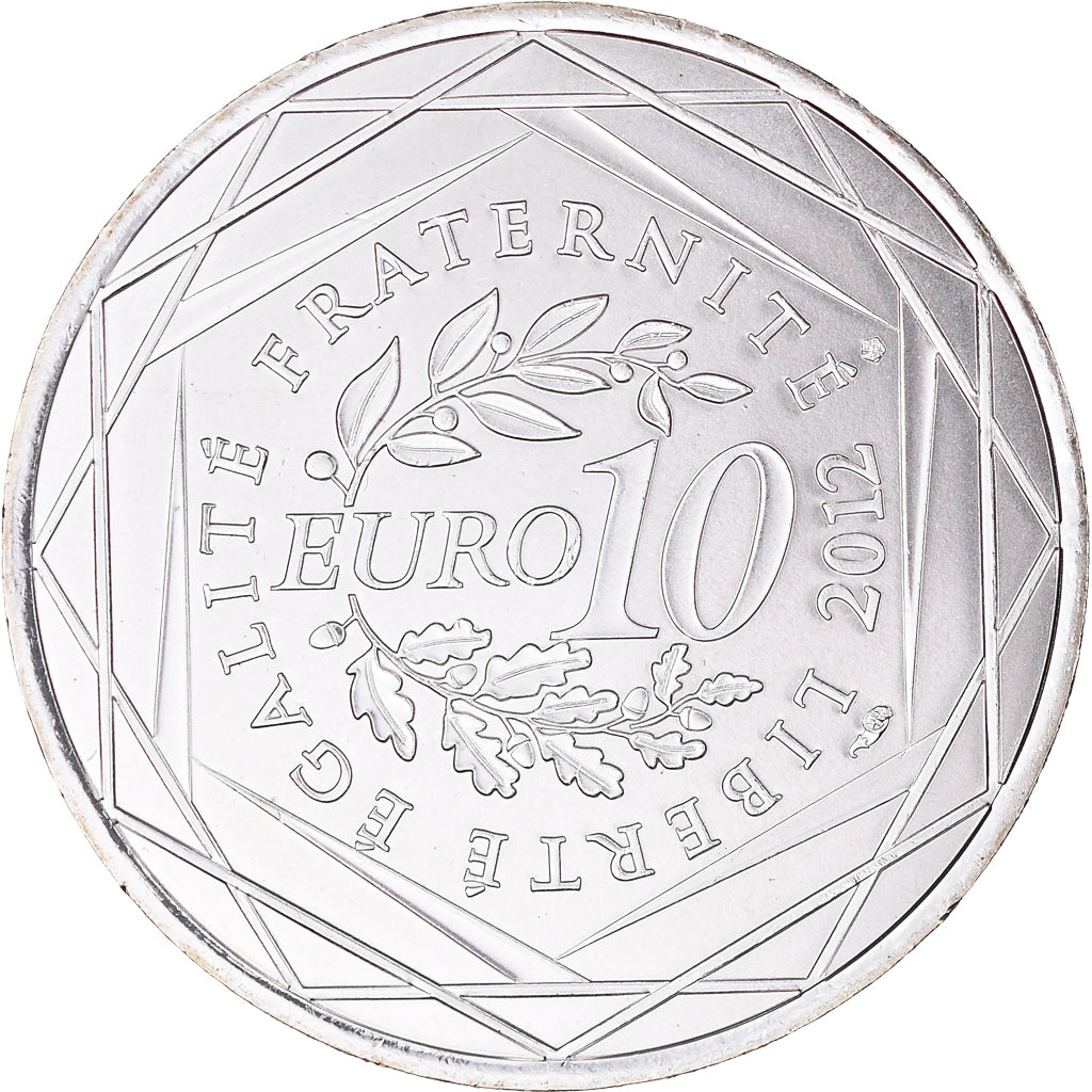 França, 10 Euro, 2012, Paris, Rhône-Alpes, MS(65-70), Prata, KM:1886