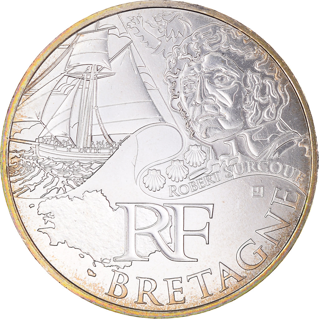 Francia, 10 Euro, 2012, Paris, Bretagne, FDC, Plata, Gadoury:EU514, KM:1866