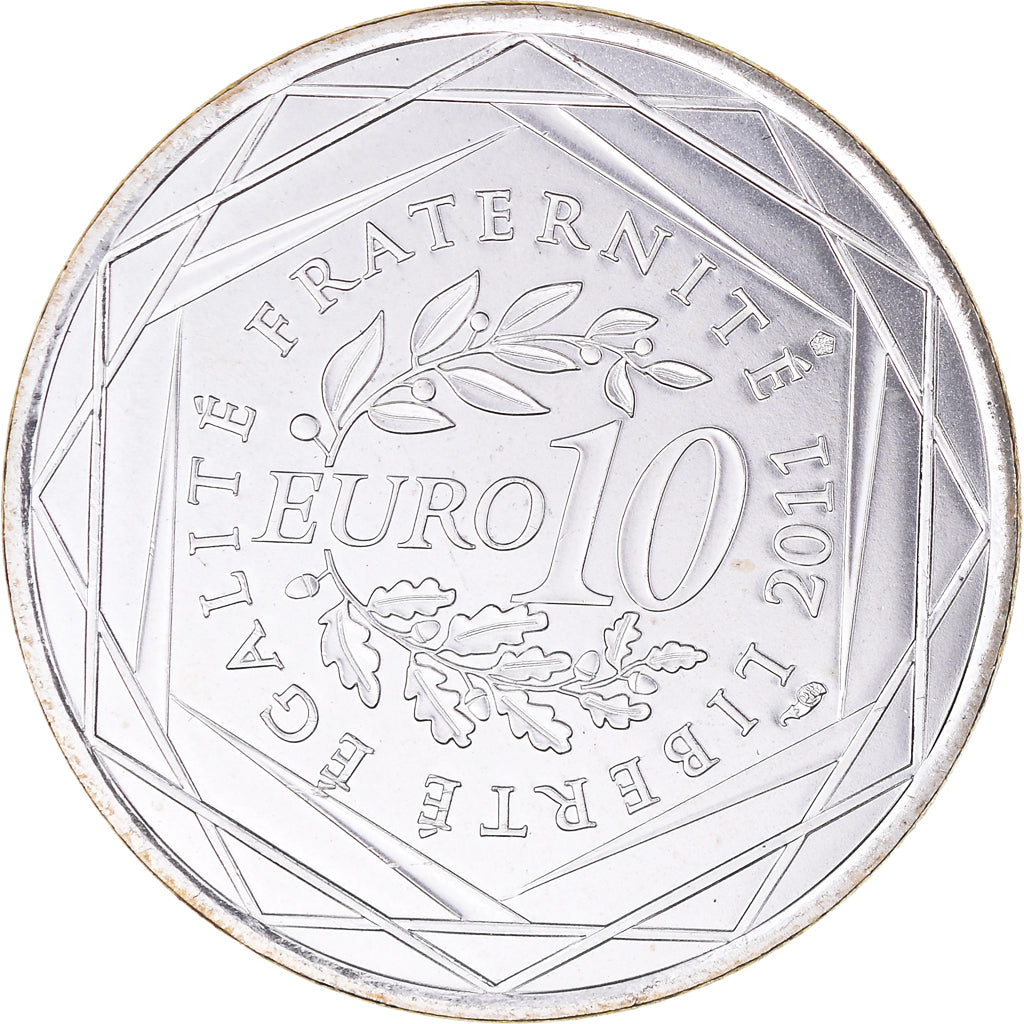 France, 10 Euro, Bourgogne, 2011, Paris, Bourgogne, MS(65-70), Silver, KM:1731