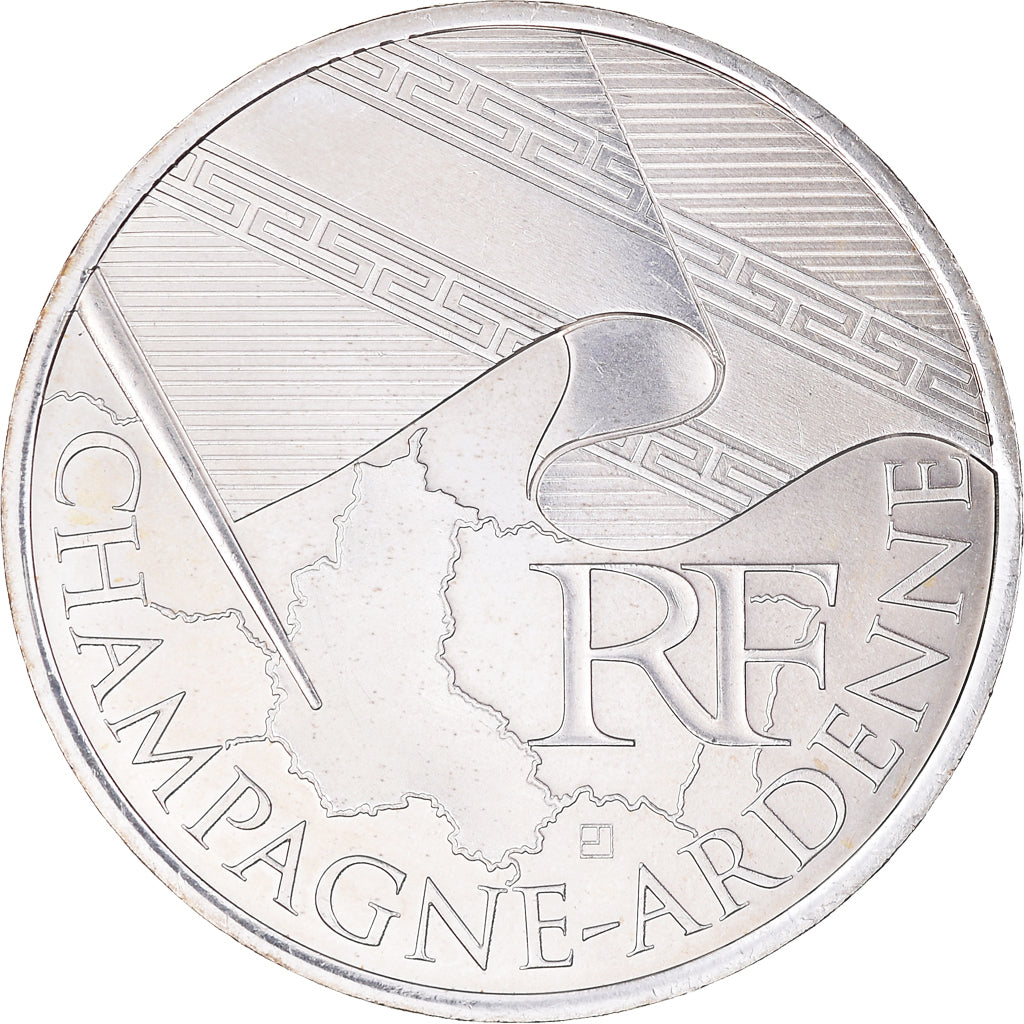 France, 10 Euro, 2010, Paris, Champagne-Ardenne, MS(63), Silver, KM:1651