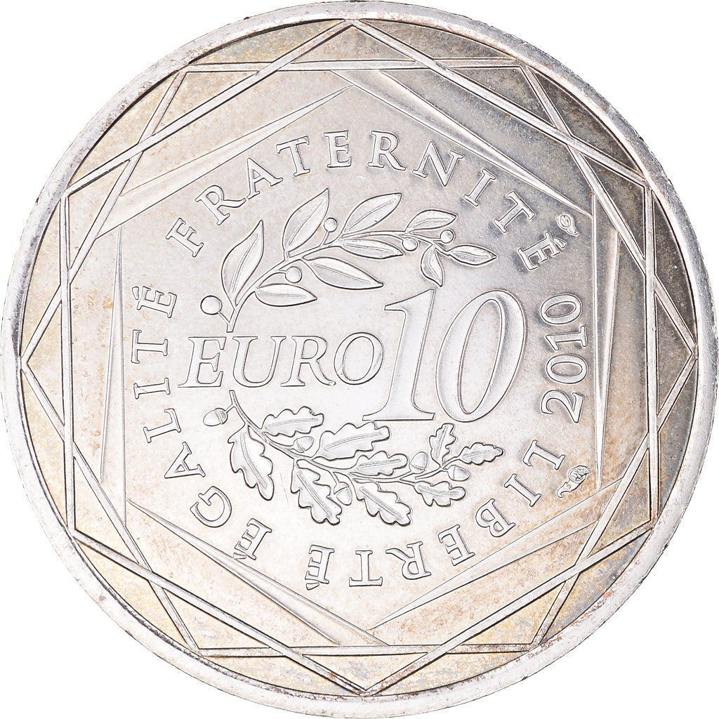 France, 10 Euro, 2010, Paris, Champagne-Ardenne, MS(63), Silver, KM:1651