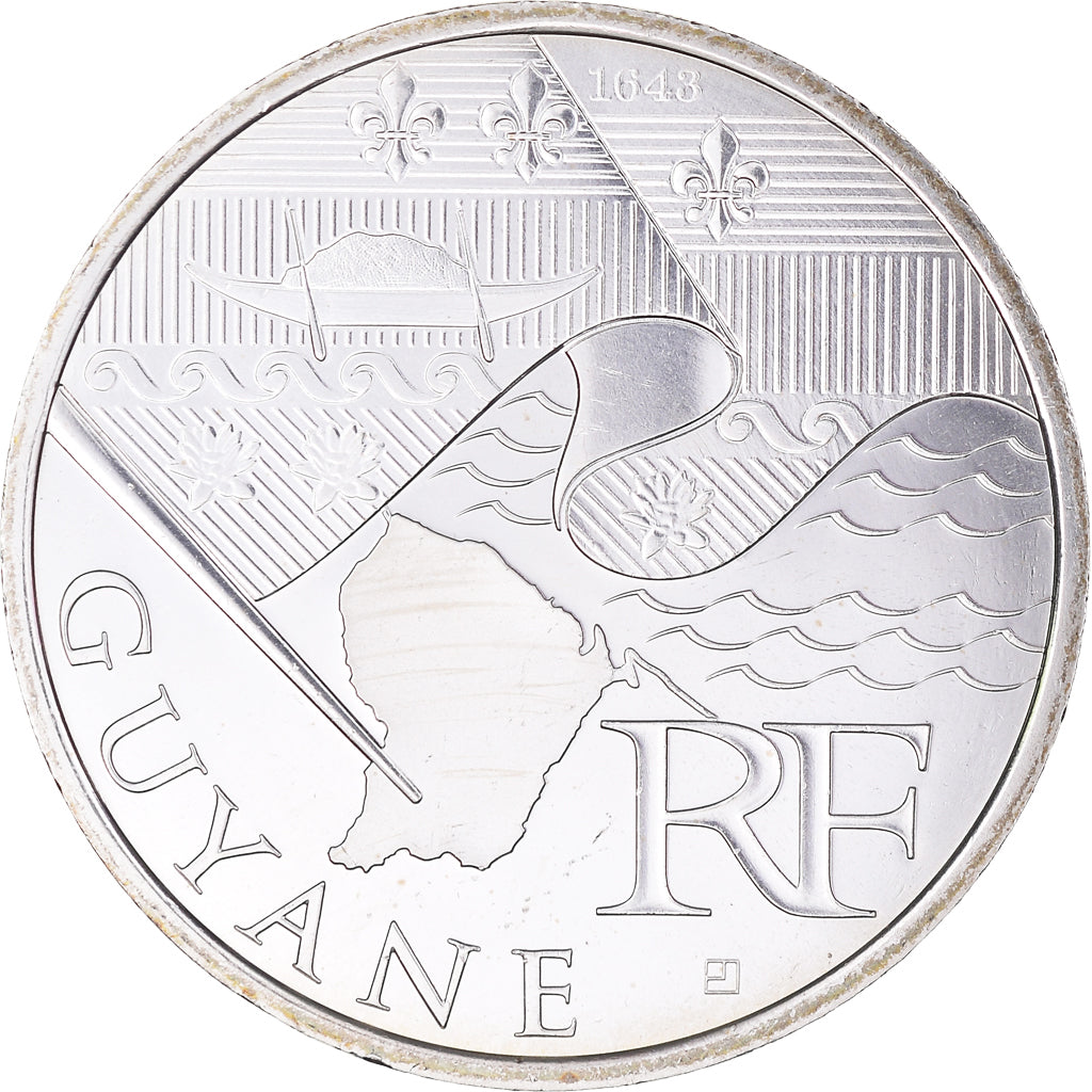 France, 10 Euro, Guyane, 2010, Paris, MS(63), Silver, KM:1654