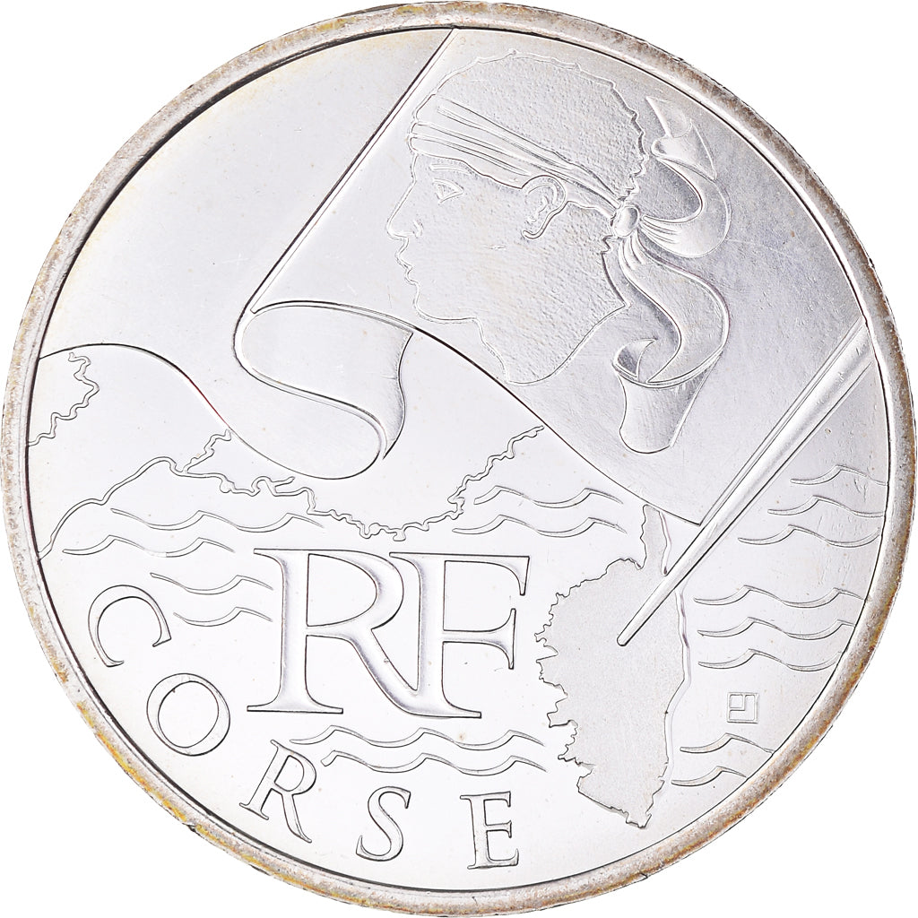 France, 10 Euro, Corse, 2010, Paris, MS(63), Silver, KM:1658