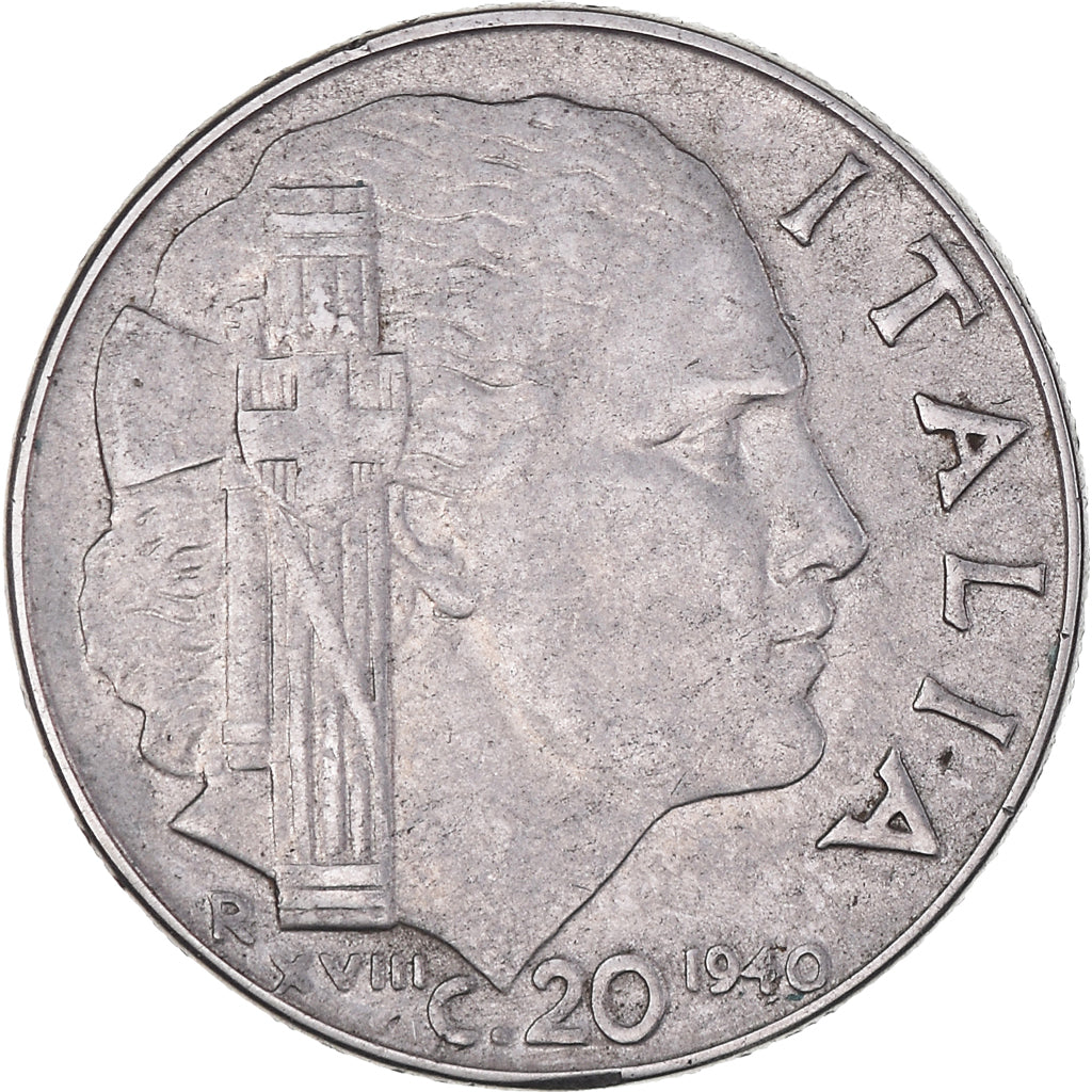 Moeda, Itália, 20 Centesimi, 1940, Rome, VF(30-35), Acmonital (ferritique)