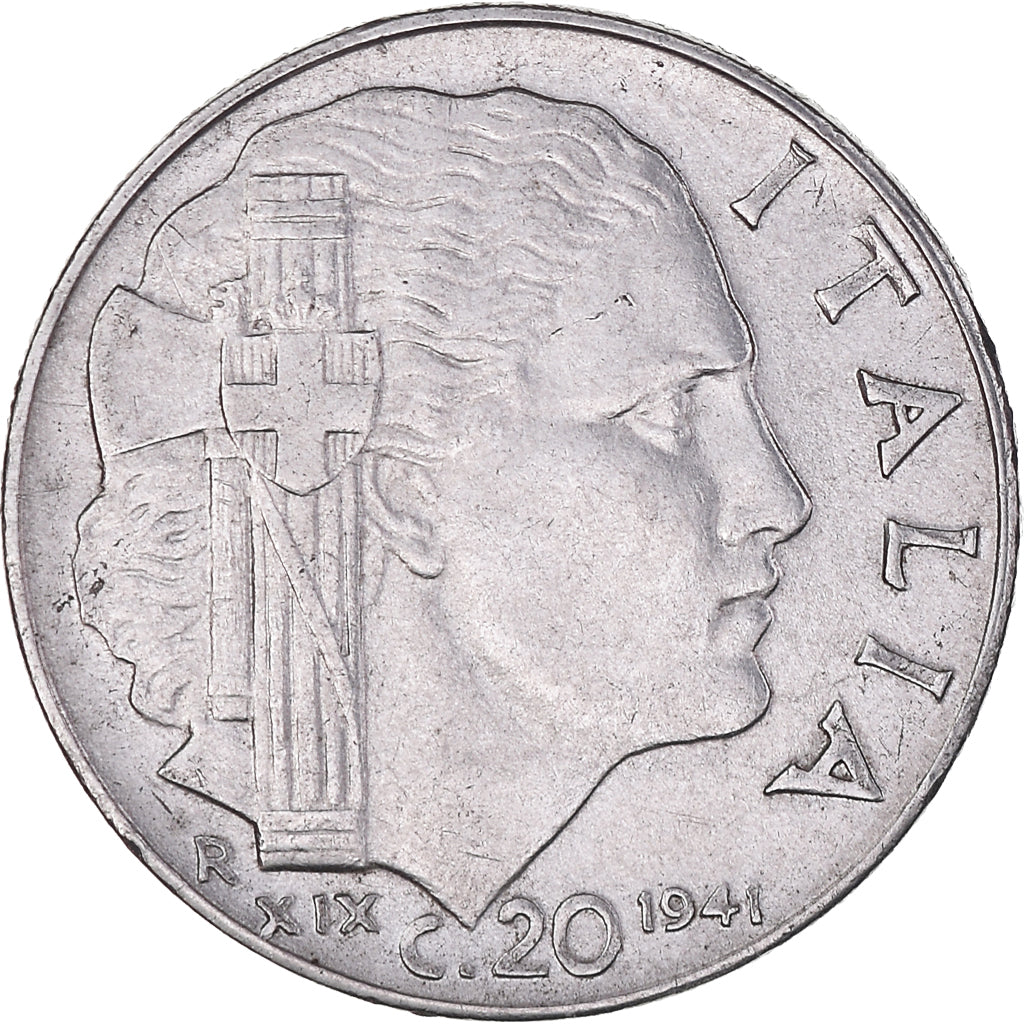 Moeda, Itália, 20 Centesimi, 1941, Rome, EF(40-45), Acmonital (ferritique)