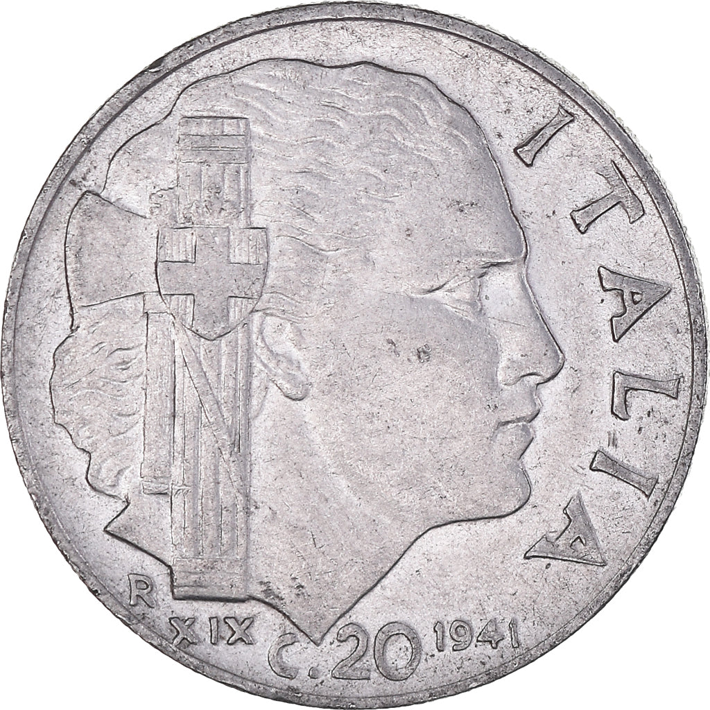 Moeda, Itália, 20 Centesimi, 1941, Rome, VF(30-35), Acmonital (ferritique)