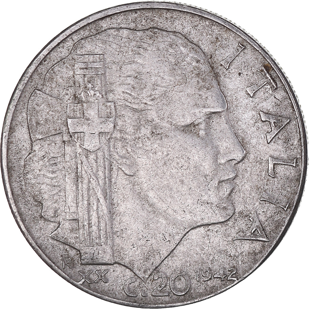 Moeda, Itália, 20 Centesimi, 1942, Rome, VF(30-35), Acmonital (ferritique)